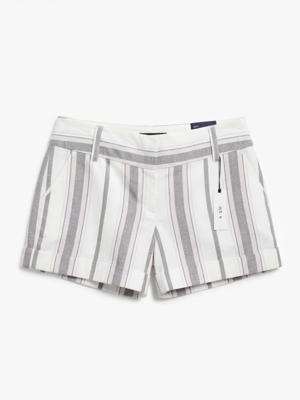 Express Striped High-Waist Women’s Shorts - White & Gray
